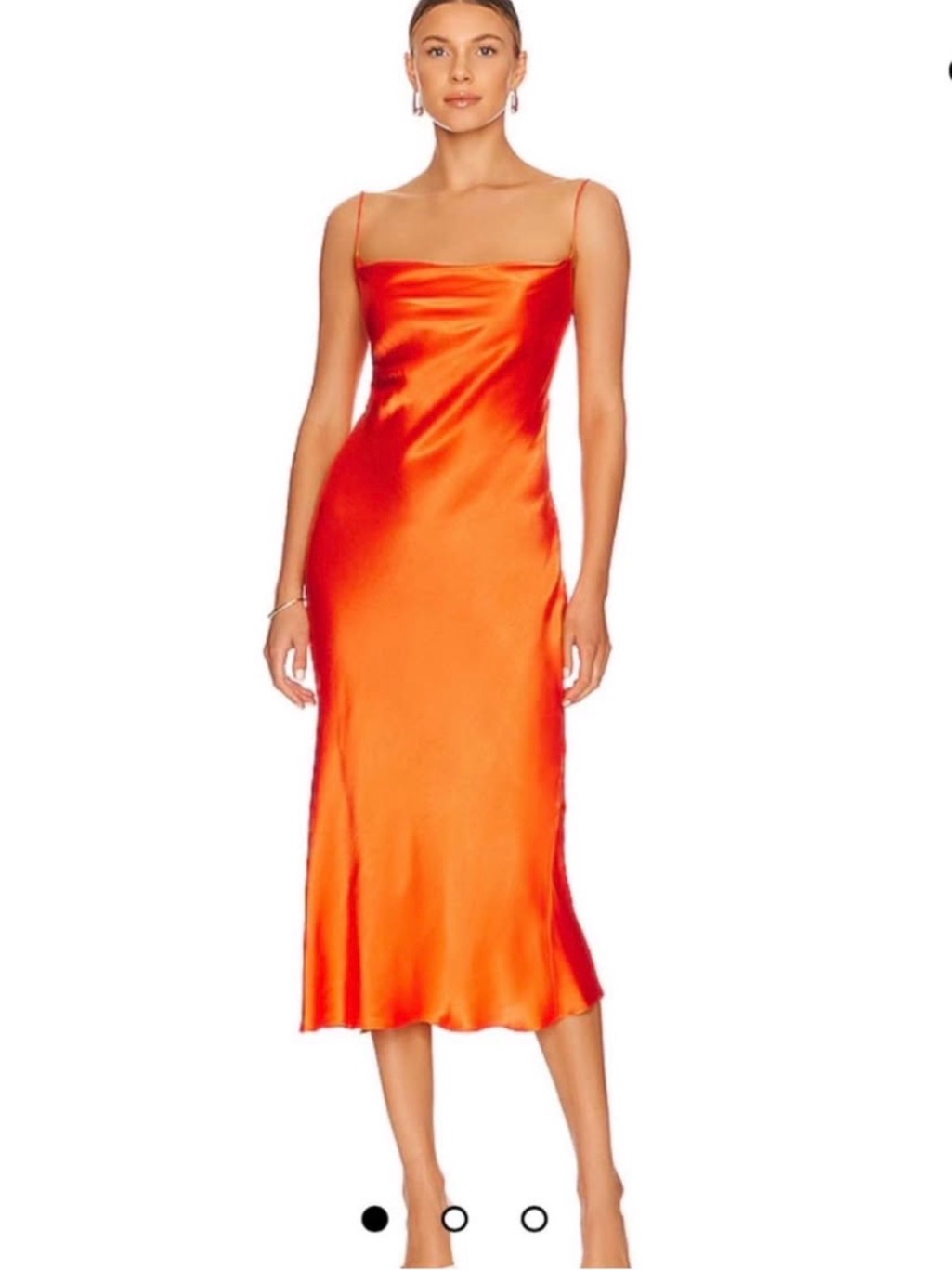 Satin Slip Maxi Dress In Bright Orange